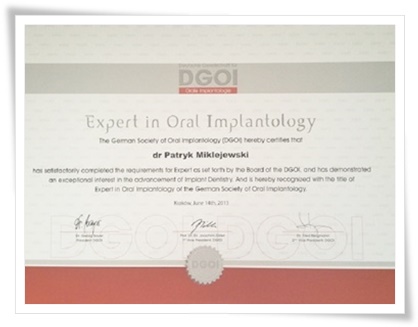 Dyplom - Expert in Oral Implantology