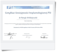 Certyfikat Umiejętności Implantologicznej PSI