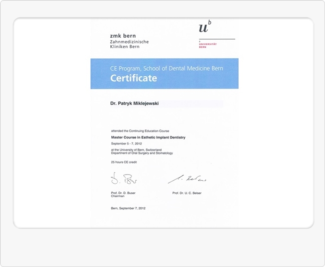 Master Course in Esthetic Implant Dentistry Bern Szwajcaria